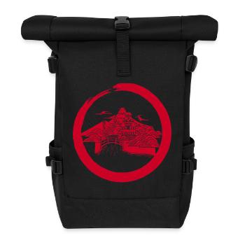 Red Japanese Landscape - Roll Top Backpack - black - Front