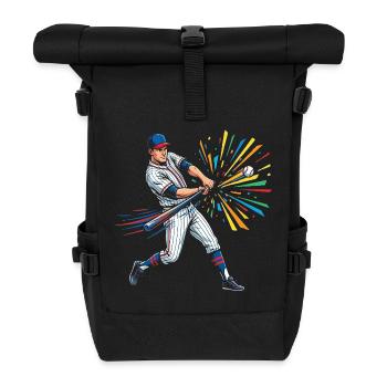 Colorful Baseball Batsman Pop Art - Roll Top Backpack - black - Front