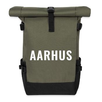 Aarhus Scandinavian Typography Minimal - Roll Top Backpack - olive/black - Front