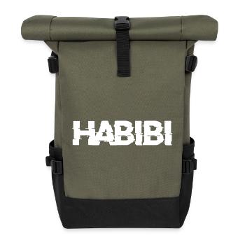 Habibi Schriftzug - Rolltop Rucksack - Olive/Schwarz - Vorne