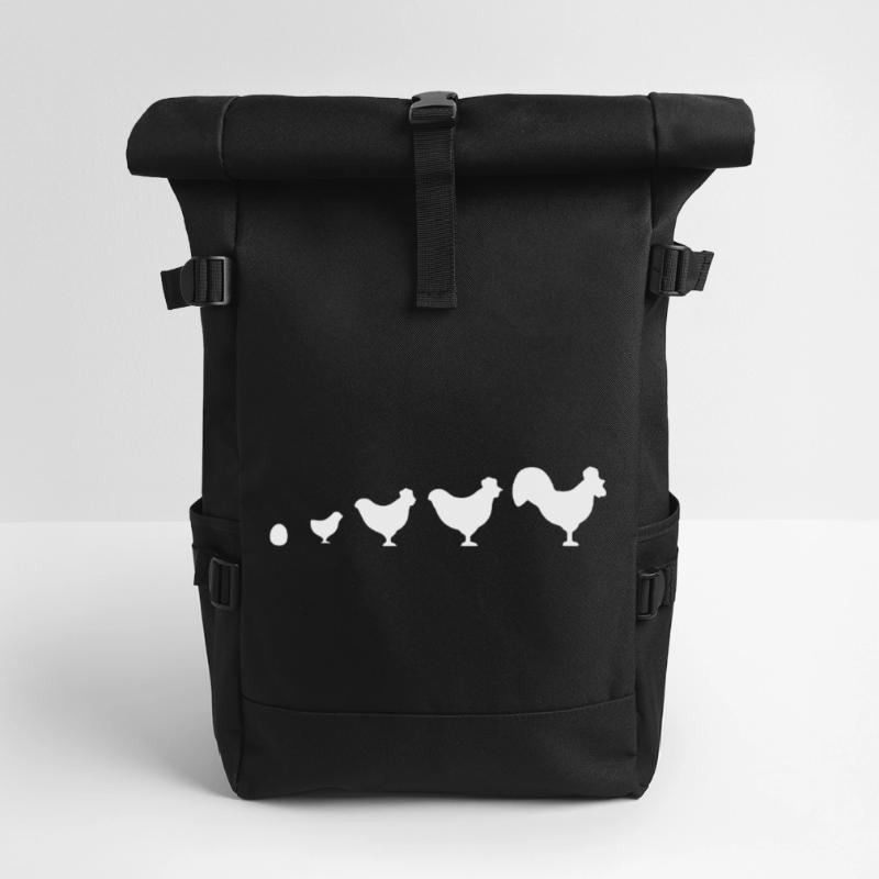 Evolution Bauer Huhn Hahn lustig Rolltop Rucksack
