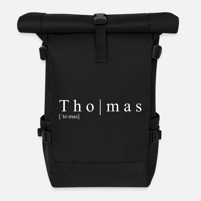 Thomas Definition Typography - Roll Top Backpack - black