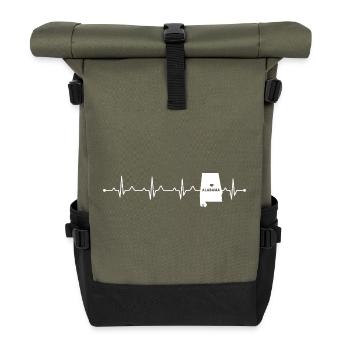 Made In Alabama USA Heartbeat ECG State Pride - Roll Top Backpack - olive/black - Front