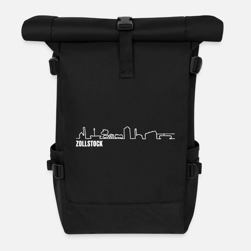 Zollstock_skyline_weiss_einfach - Sac à dos roll top - noir