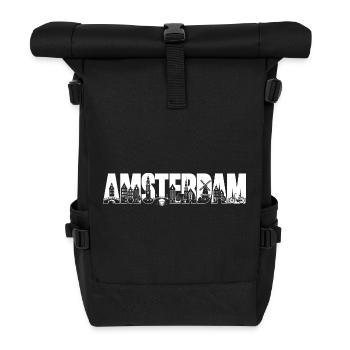 Amsterdam, Hollande, Pays-Bas, Vacances en silhouette - Sac à dos roll top - noir - Devant