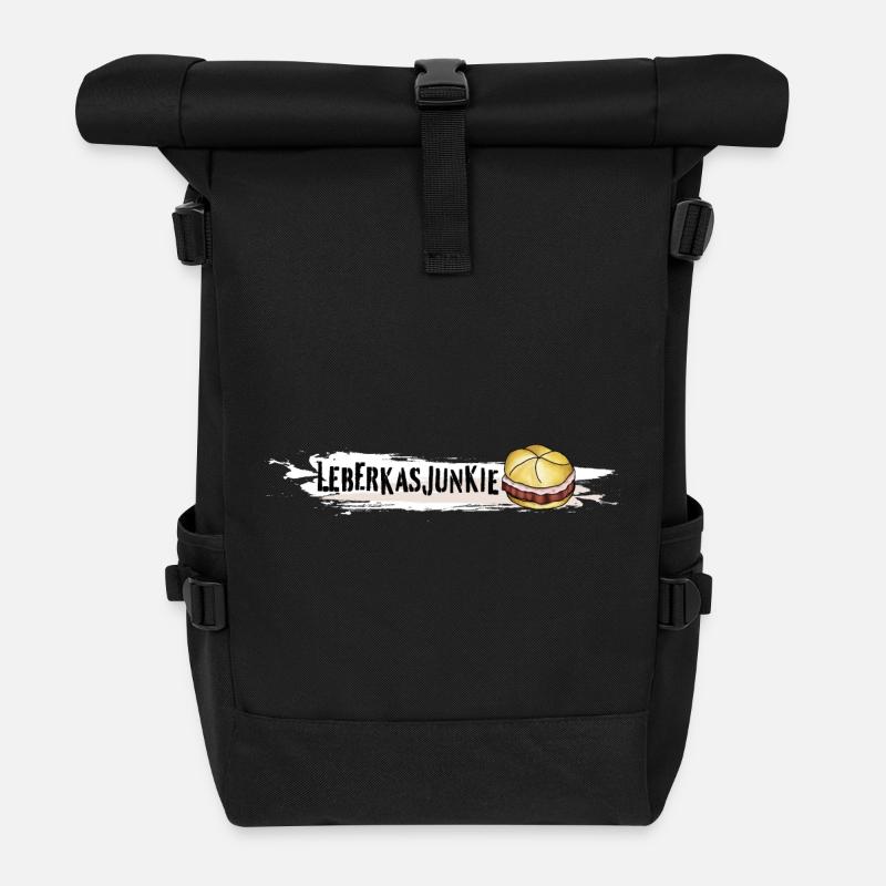 leberkasjunkie leberkäse sprüche fast food - Rolltop Rucksack - Schwarz