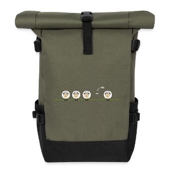 Black Sheep – Illustration - Roll Top Backpack - olive/black - Front