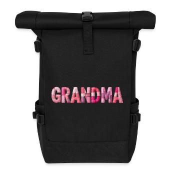 Grandmother Pink Plaid Letters Patchwork - Roll Top Backpack - black - Front