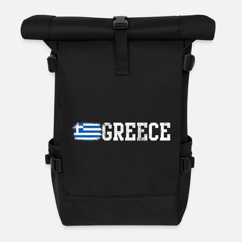 Typografie der griechischen Flaggen-Pinselkunst - Rolltop Rucksack - Schwarz