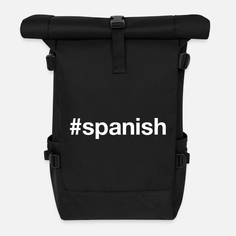 SPANISH Hashtag Spanish - Roll Top Backpack - black