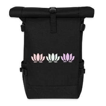 Lotus Flower Lotus Flowers Pastel Flower Blossom Yoga - Roll Top Backpack - black - Front