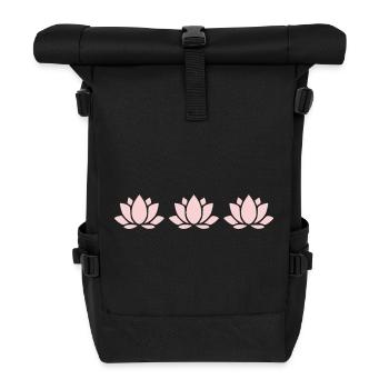 Lotus Flower, Lotus Flower, Pastel Flower, Flowers, Pastel - Roll Top Backpack - black - Front