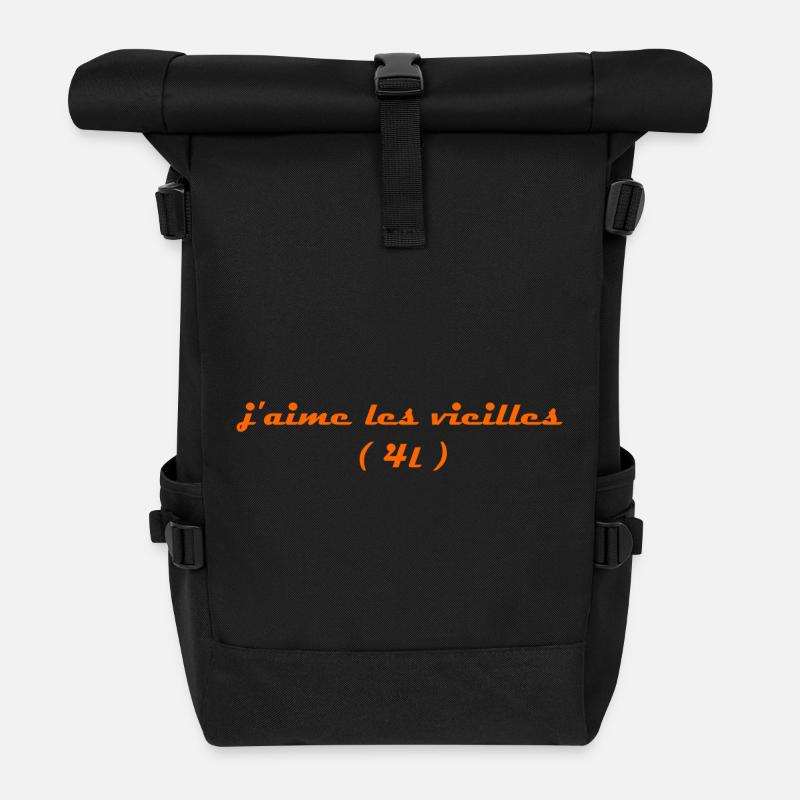 j aime les vieilles 4l orange - Sac à dos roll top - noir