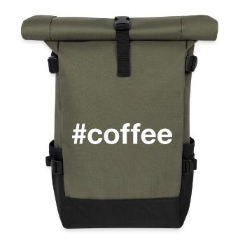 COFFEE Hashtag Kaffee - Roll Top Backpack - olive/black - Front