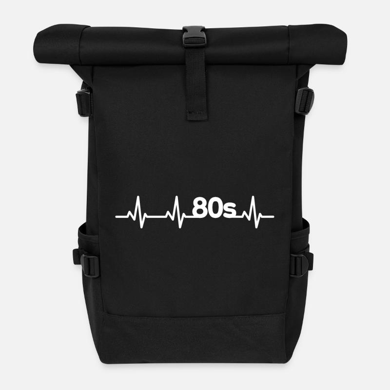 80er Herzschlag - Rolltop Rucksack - Schwarz