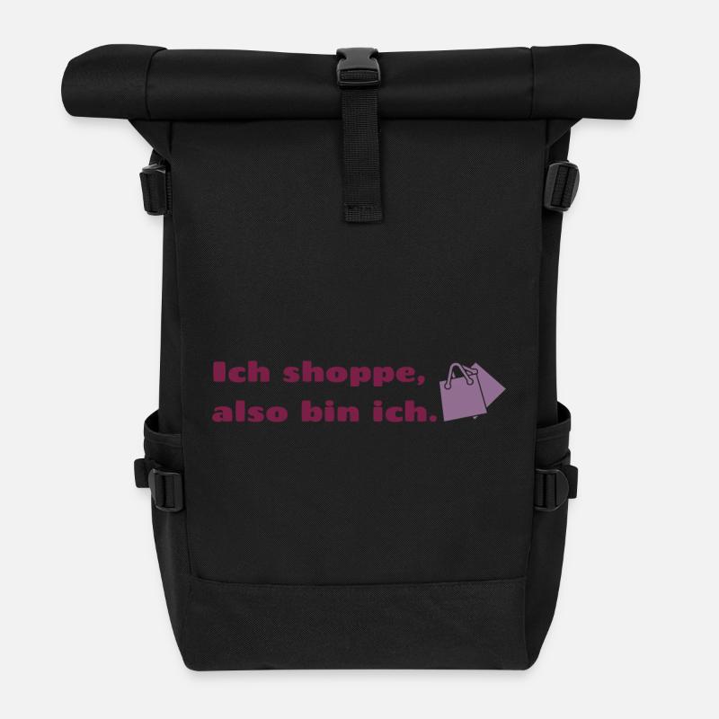 Ich shoppe also bin ich. - Rolltop Rucksack - Schwarz