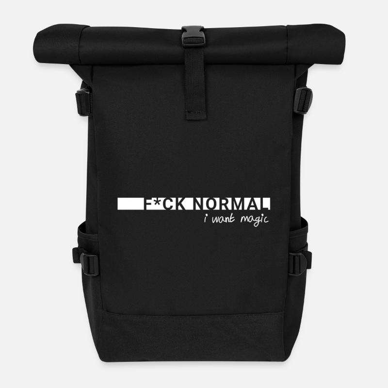 F*ck Normal – I Want Magic - Rolltop Rucksack - Schwarz