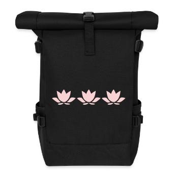 Lotus Flower Lotus Flower Flower Pastel Flower Yoga - Roll Top Backpack - black - Front