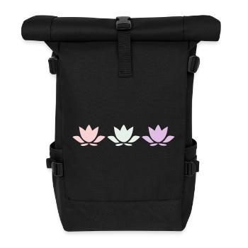 Lotusblume Lotusblüten pastell Blume Blüte Yogal - Rolltop Rucksack - Schwarz - Vorne