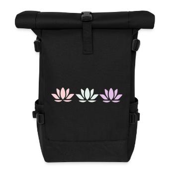 Lotus Flower Lotus Flower Violet Flower Flower Yoga - Roll Top Backpack - black - Front