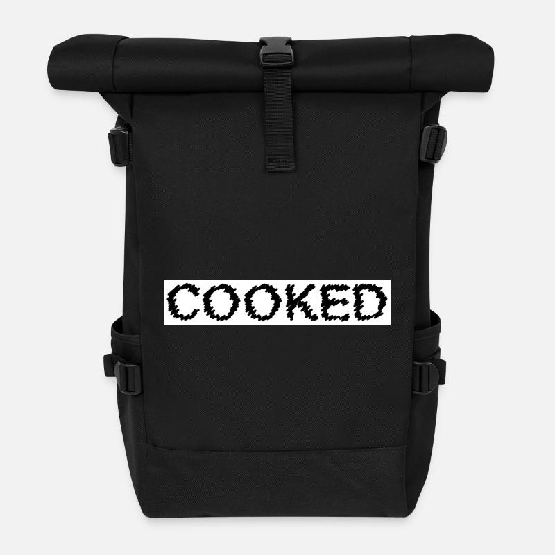 COOKED White and Black by Falsches Design - Rolltop Rucksack - Schwarz