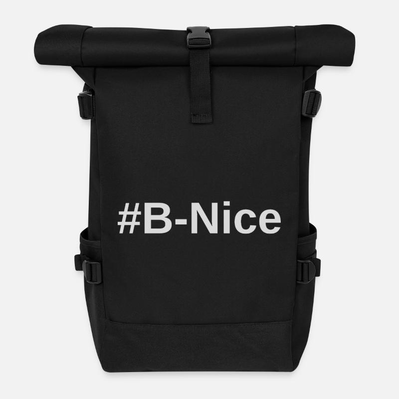 #B schöner Druck - Rolltop Rucksack - Schwarz