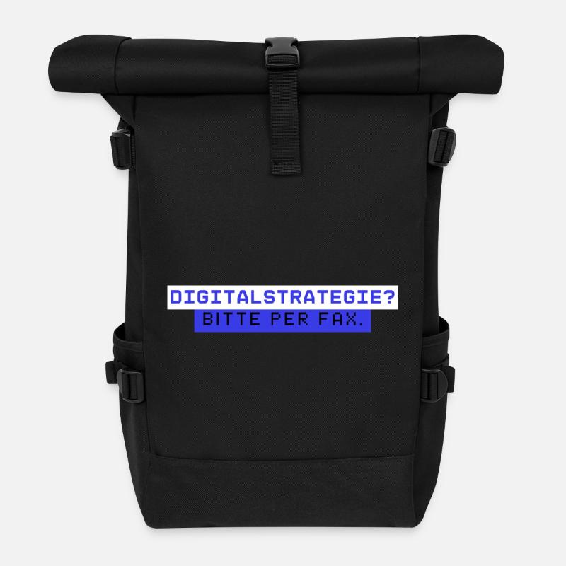 Digitalstrategie? Bitte per Fax Büro Humor - Rolltop Rucksack - Schwarz