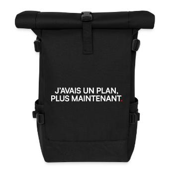 Ich hatte einen Plan, mehr jetzt Humor - Rolltop Rucksack - Schwarz - Vorne