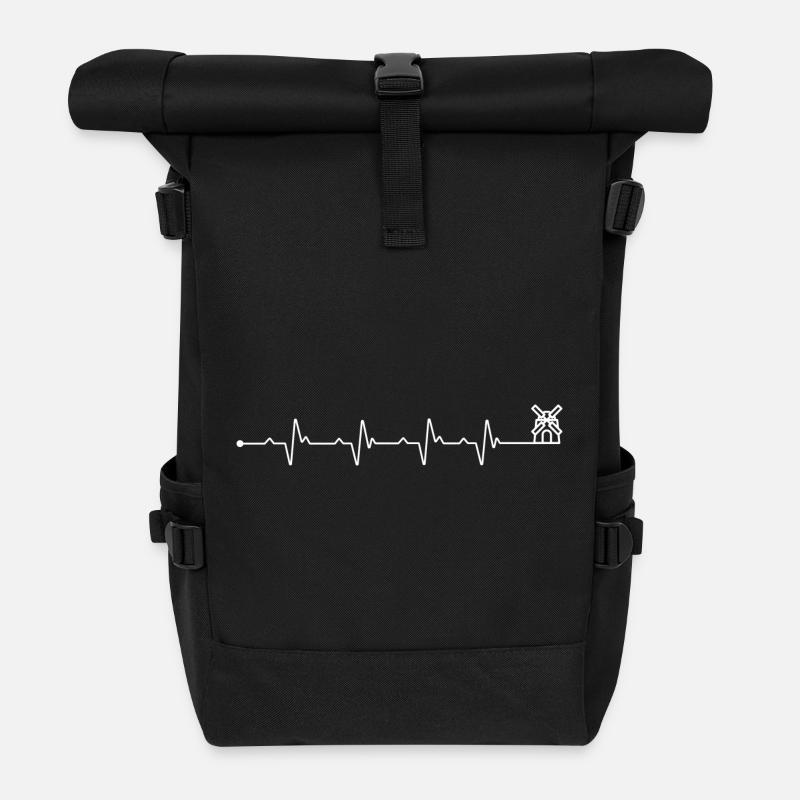 Rythme cardiaque Kinderdijk - Sac à dos roll top - noir