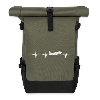 Pulse rate airplane - Roll Top Backpack - olive/black - Front