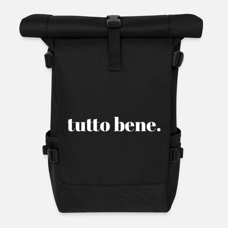 tutto bene. | Minimalist Typograhie Design - Rolltop Rucksack - Schwarz