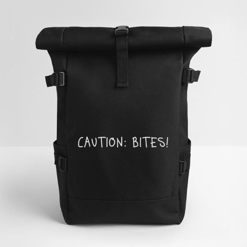 Caution: Bites! – Minimalist statement Roll Top Backpack