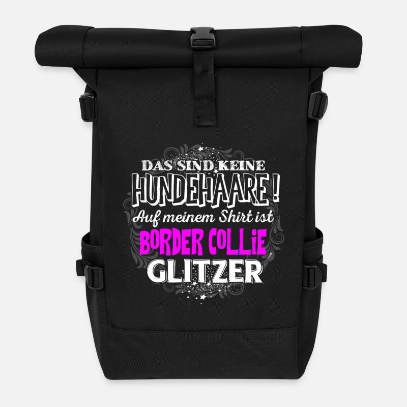BORDER COLLIE - Glitzer - Rolltop Rucksack - Schwarz