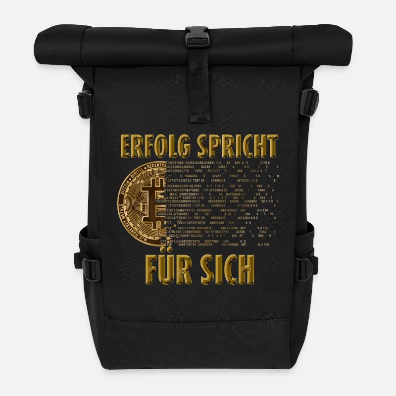 Bitcoin - Gold - Rolltop Rucksack - Schwarz