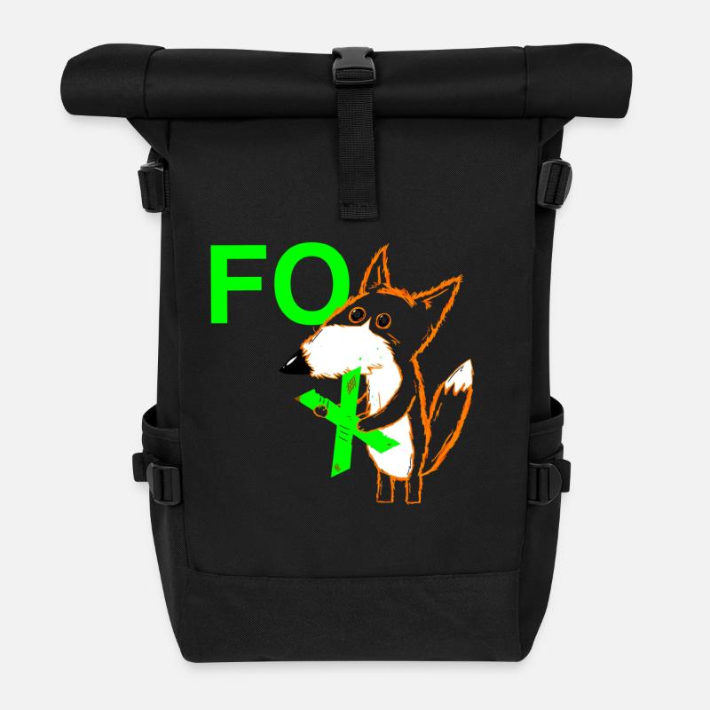Das X in FOX - Rolltop Rucksack - Schwarz