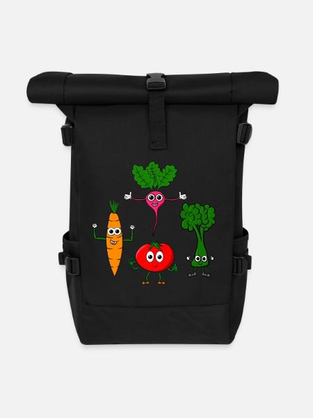 Verschiedene Gemüse - Rolltop Rucksack - Schwarz