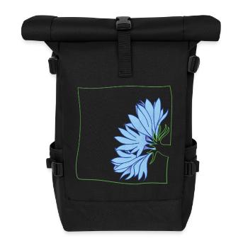 Kornblume minimalistisch - Rolltop Rucksack - Schwarz - Vorne