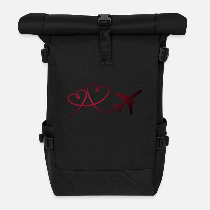 Flugzeug Flieger mit Herz - Rolltop Rucksack - Schwarz
