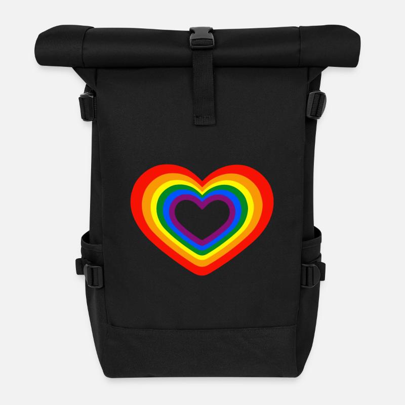 Herz Regenbogen Homosexualität - Rolltop Rucksack - Schwarz
