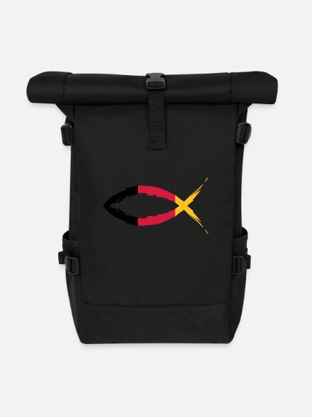 Fisch Symbol Christentum Deutschlandfahne - Rolltop Rucksack - Schwarz
