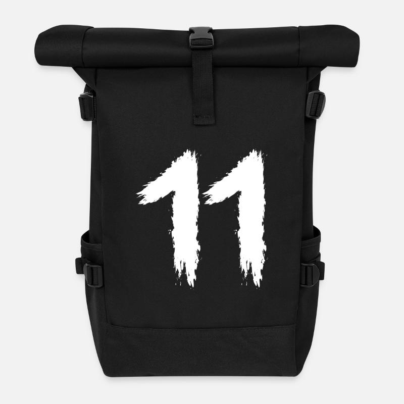 Zahl 11 - Rolltop Rucksack - Schwarz