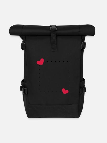 Herz Rahmen Ornament Linie - Rolltop Rucksack - Schwarz