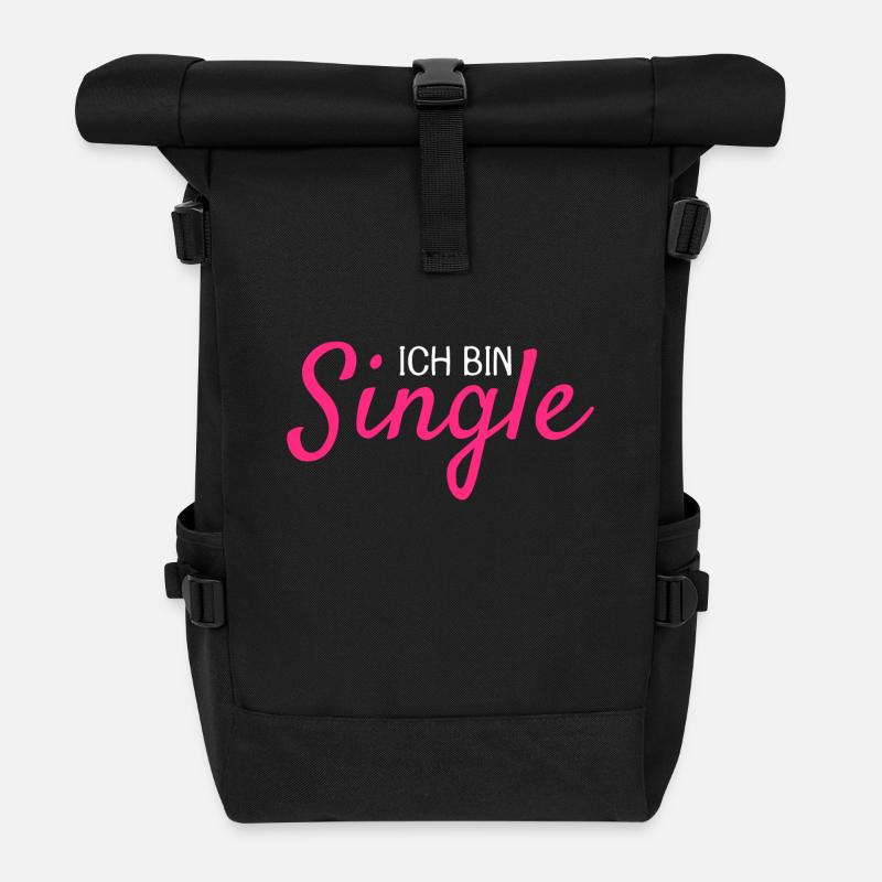 Ich bin Single - Rolltop Rucksack - Schwarz