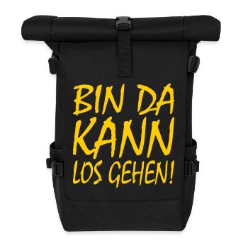 Bin da kann losgehen - Rolltop Rucksack - Schwarz - Vorne