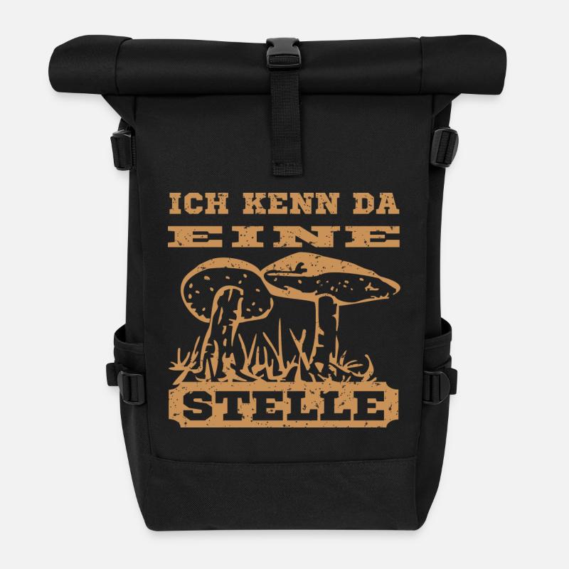 Pilz Motiv - Rolltop Rucksack - Schwarz