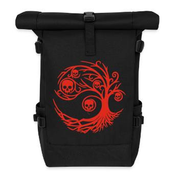 Red tree with skulls - Roll Top Backpack - black - Front