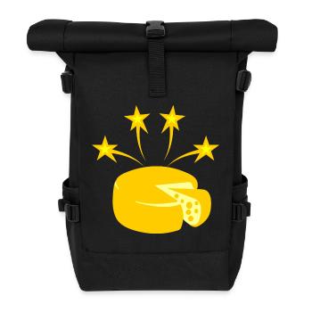 Cheese golden yellow stars - Roll Top Backpack - black - Front