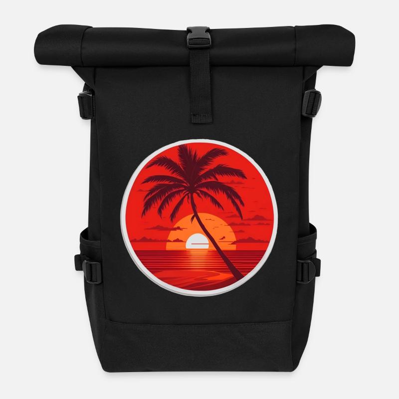 Sonnenuntergang - Rolltop Rucksack - Schwarz
