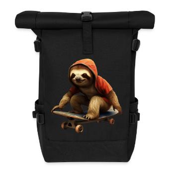 Paresseux de patinage en sweat à capuche orange grunge - Sac à dos roll top - noir - Devant
