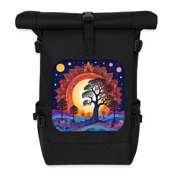 Germanic and Viking World Tree Yggdrasil - Roll Top Backpack - black - Front